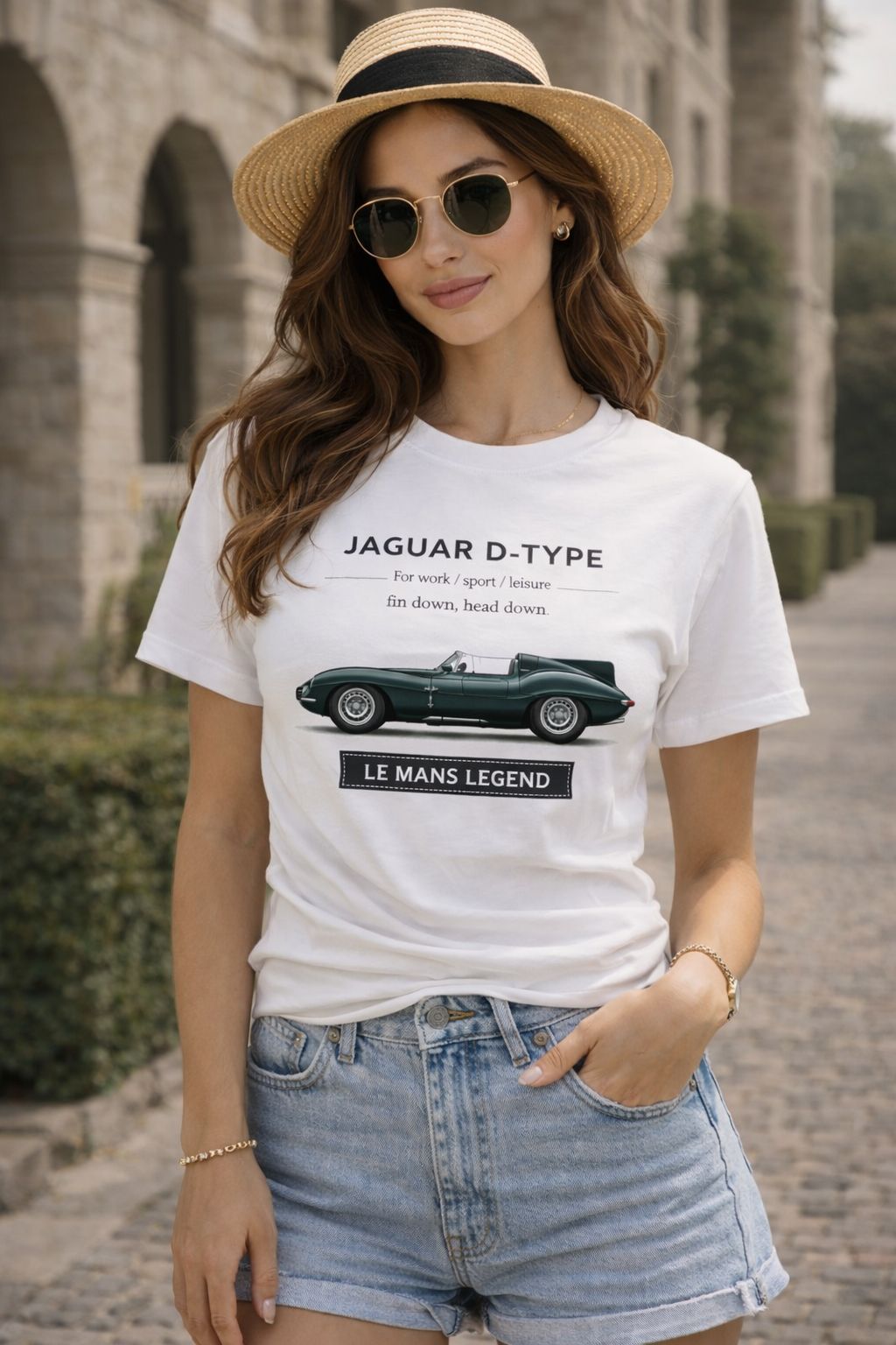 Футболка белая в стиле Jaguar D Type