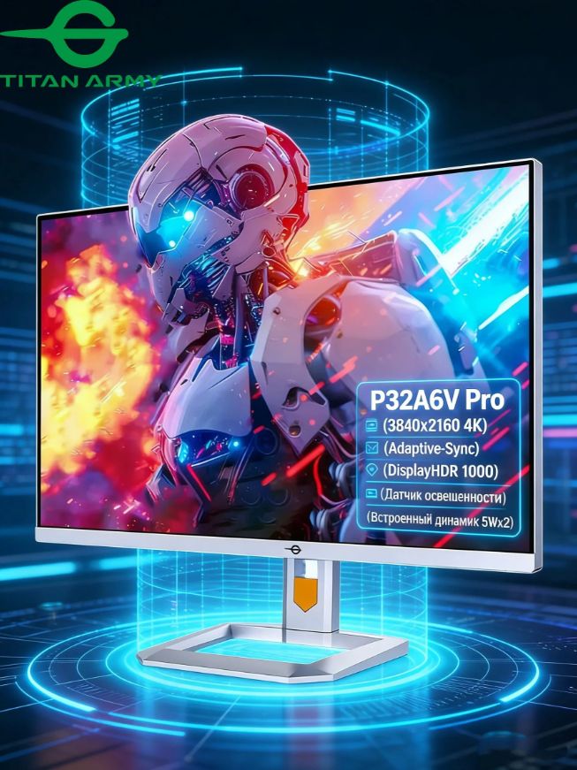 TitanArmy32"МониторP32A6VPro,4K/160Hz/MiniLED/FAST-IPS/HDR1000,IPS,3840x21604K,160Гц,перламутровый