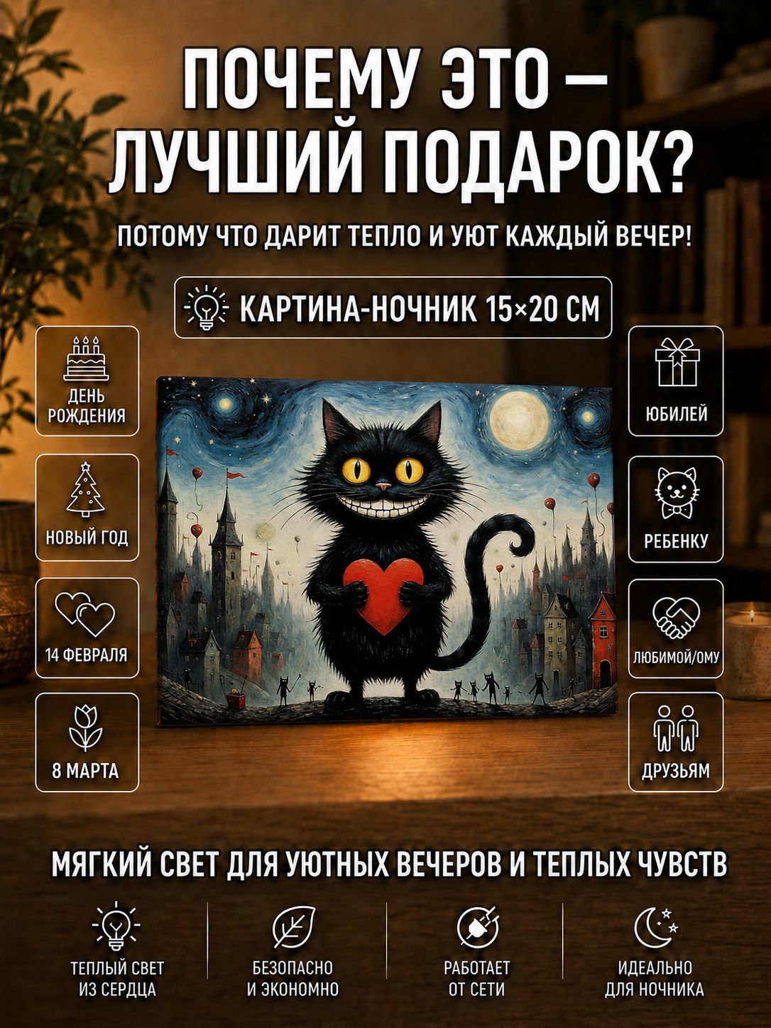 Весёлый котик с сердечком