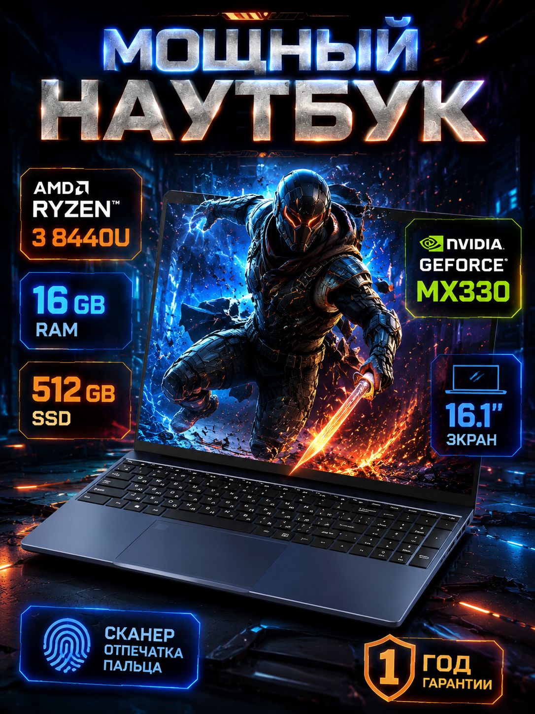 QQOP95Игровойноутбук16.1",AMDRyzen38440U,RAM16ГБ,SSD512ГБ,NVIDIAGeForceMX330(2Гб),WindowsPro,синий,Русскаяраскладка