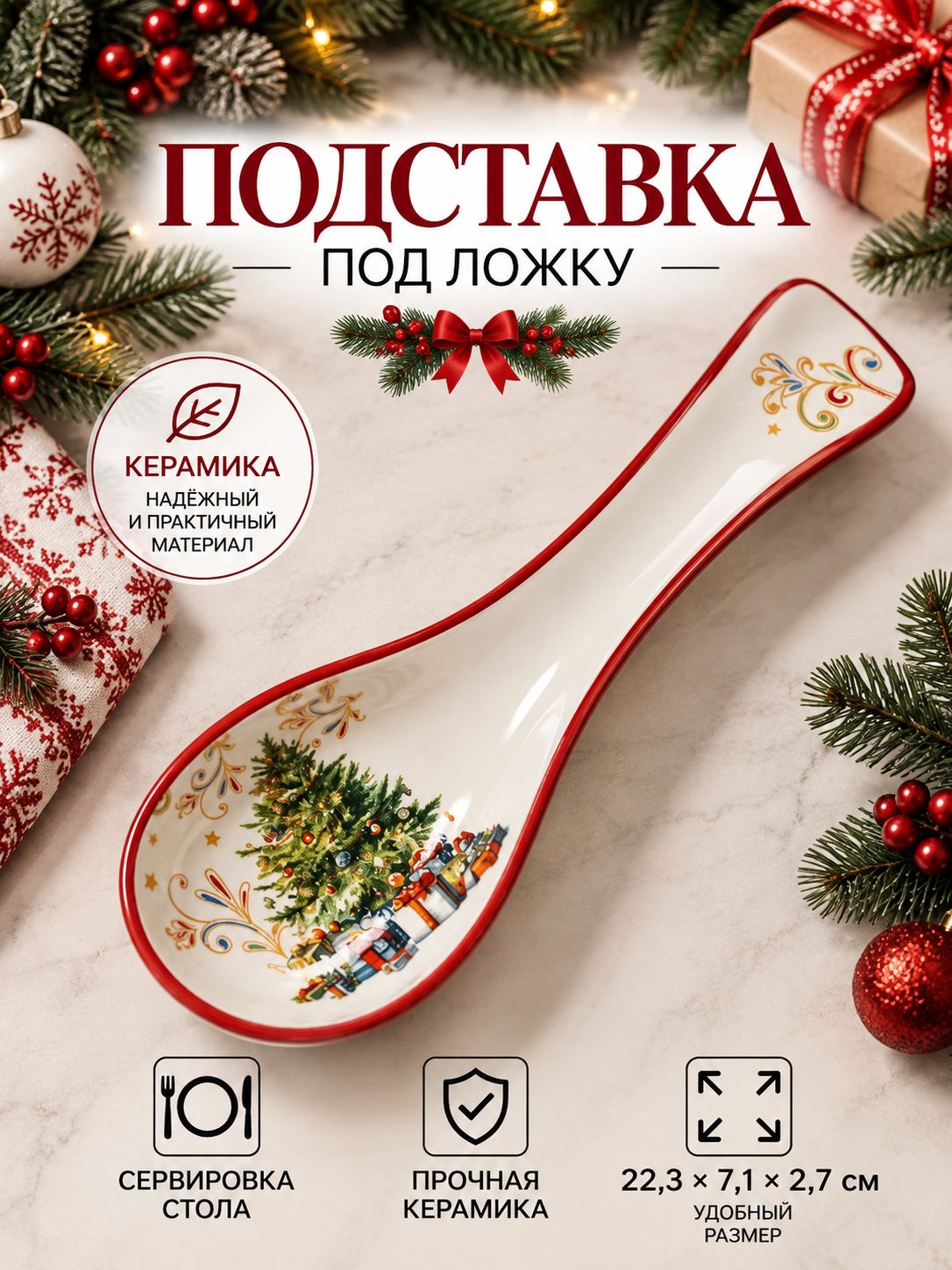 Подставка под ложку подарочная, новогодняя, Доляна