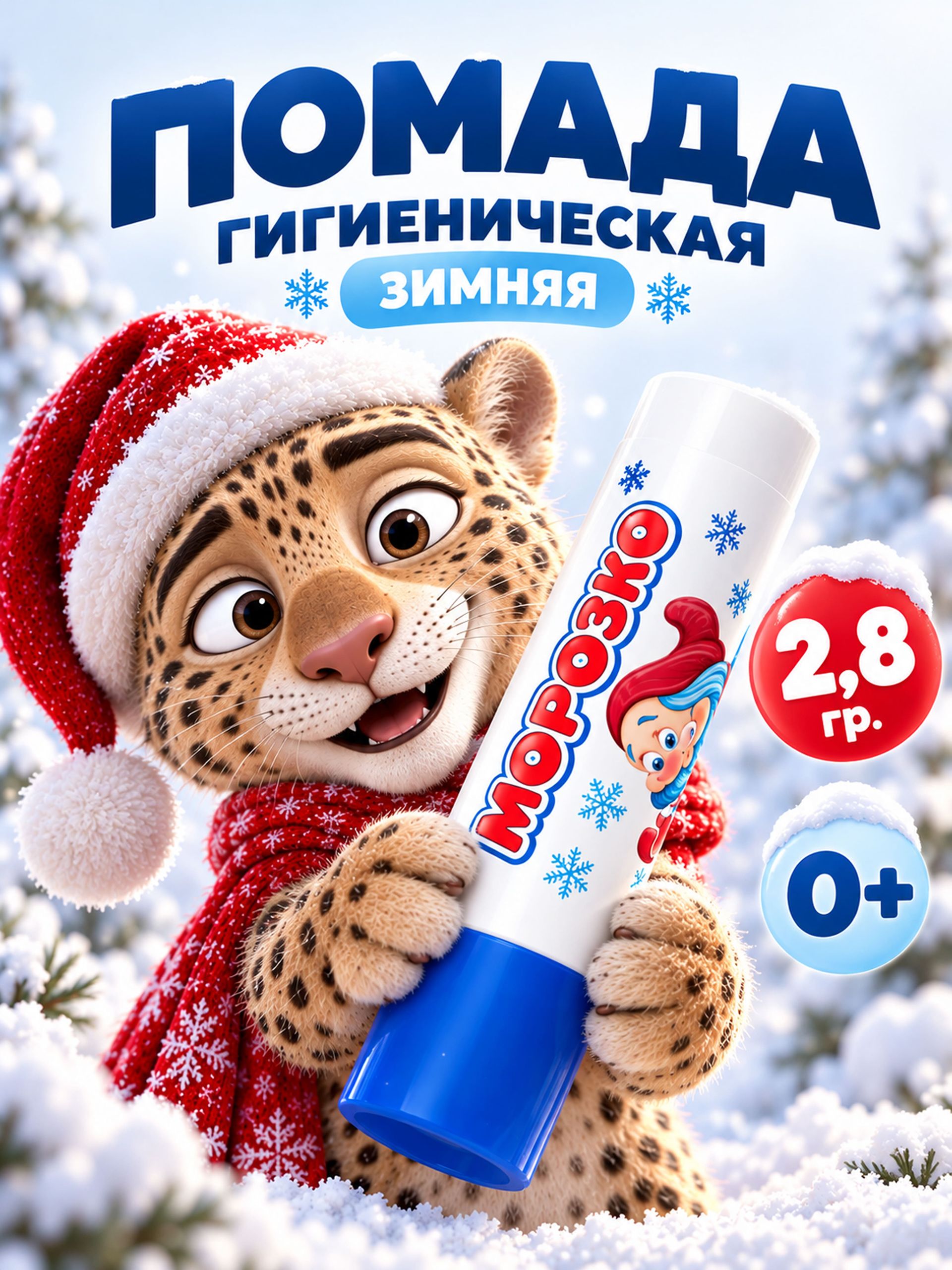 Гигиеническая помада зимняя Морозко детская, 2.8 г