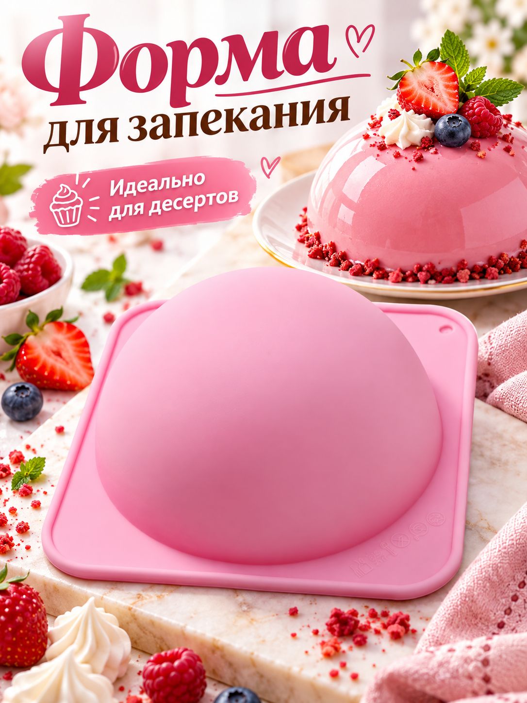 Силиконовая форма для выпечки Доляна "Полусфера", размер 13,5х5 см, внутренний диаметр 11.7 см