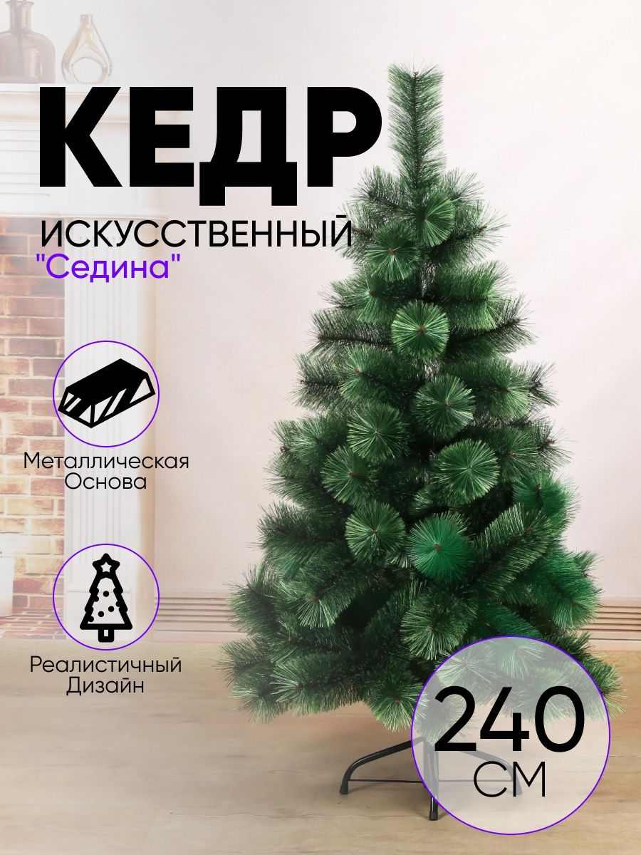 Кедр седина 240 см, d нижнего яруса 135 см, d иголок 10 см, 510 веток