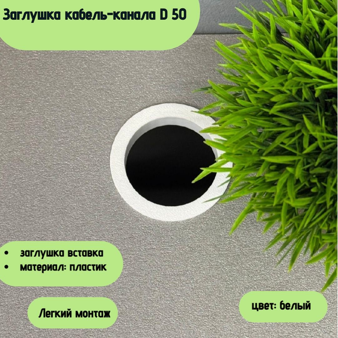 Заглушкакабель-каналаD50H10мм(белый)
