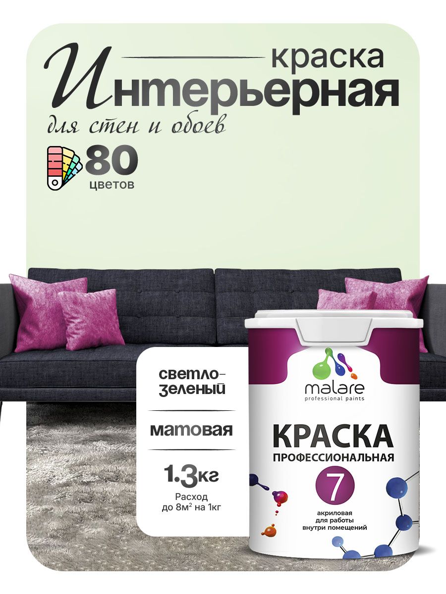 Краска Malare Professional Euro №7 интерьерная для стен и обоев, для потолка, ак