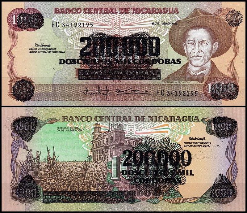 Никарагуа200000кордоба1990(UNCPick162)Набанкноте1000кордоба