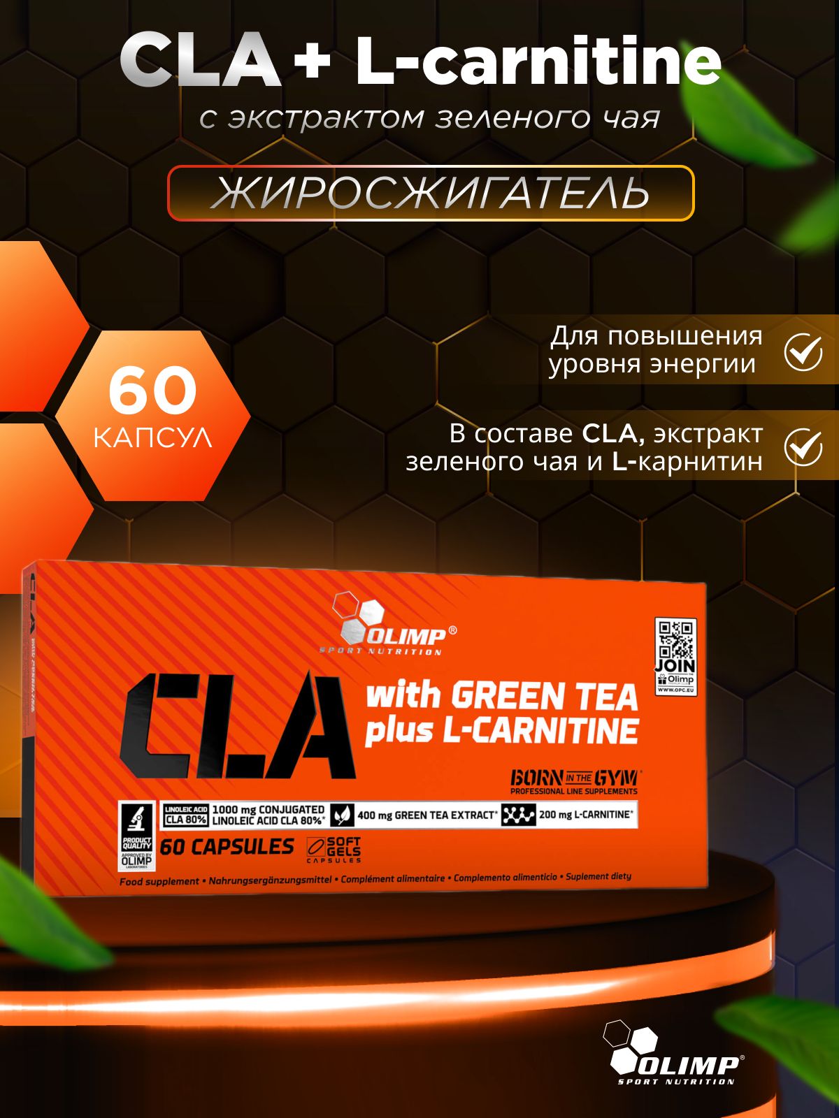 Olimp Sport Nutrition CLA с зеленым чаем + L-карнитин 60 капсул комплекс с линолиевой кислотой для сжигания жира и ускорения метаболизма купить на OZON по низкой цене (1013375996)