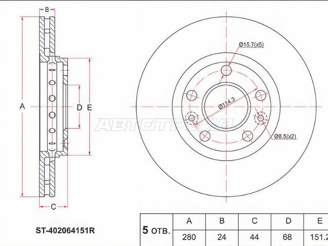 Диск тормозной (Перед) Nissan Tiida 04-14 / Cube 08-20