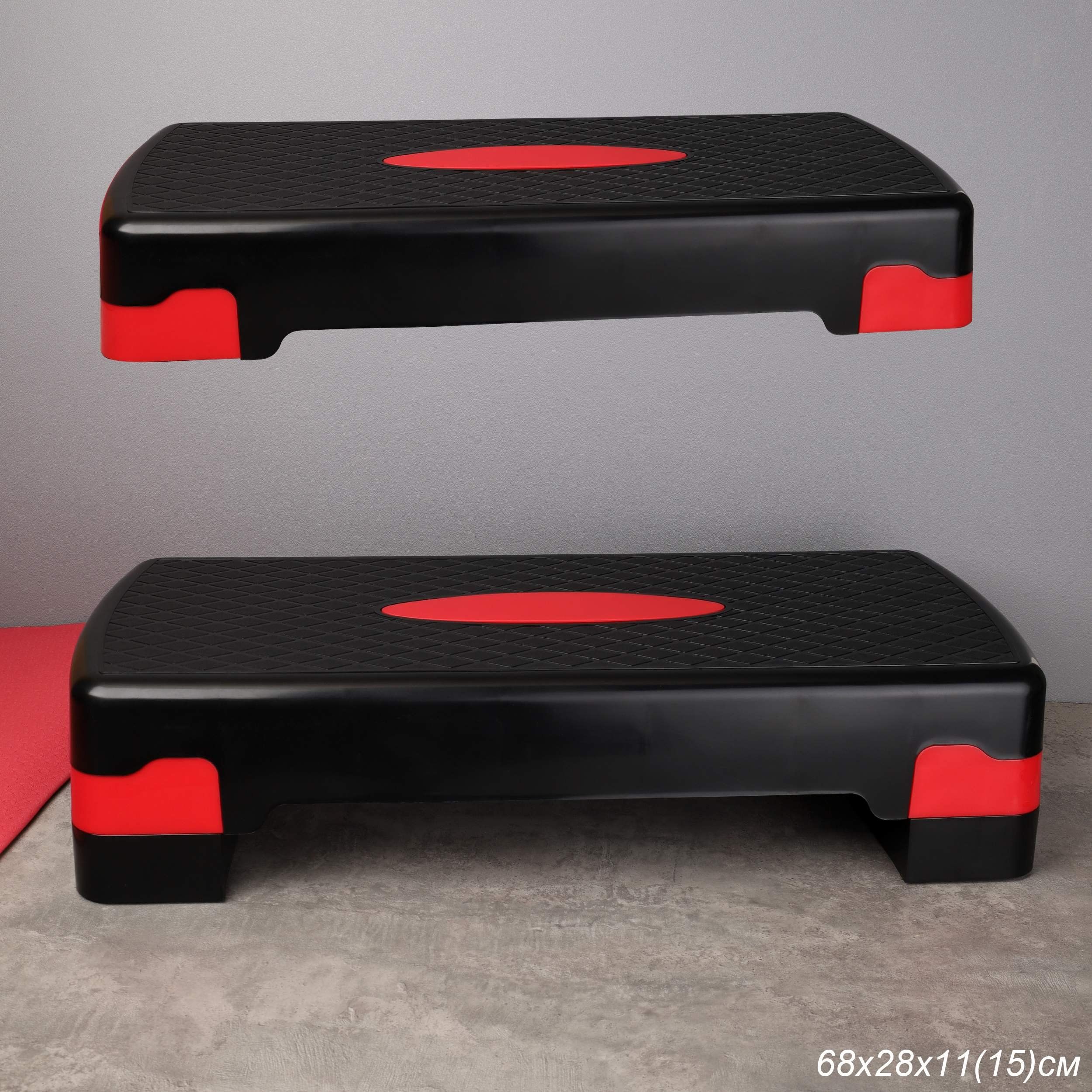 Степ платформа для фитнеса Woohooo StepFit S1 / 68х28х11(15) см, черно-красная Степ платформа для фитнеса Woohooo StepFit S1 / 68х28х11(15) см, черно-красная