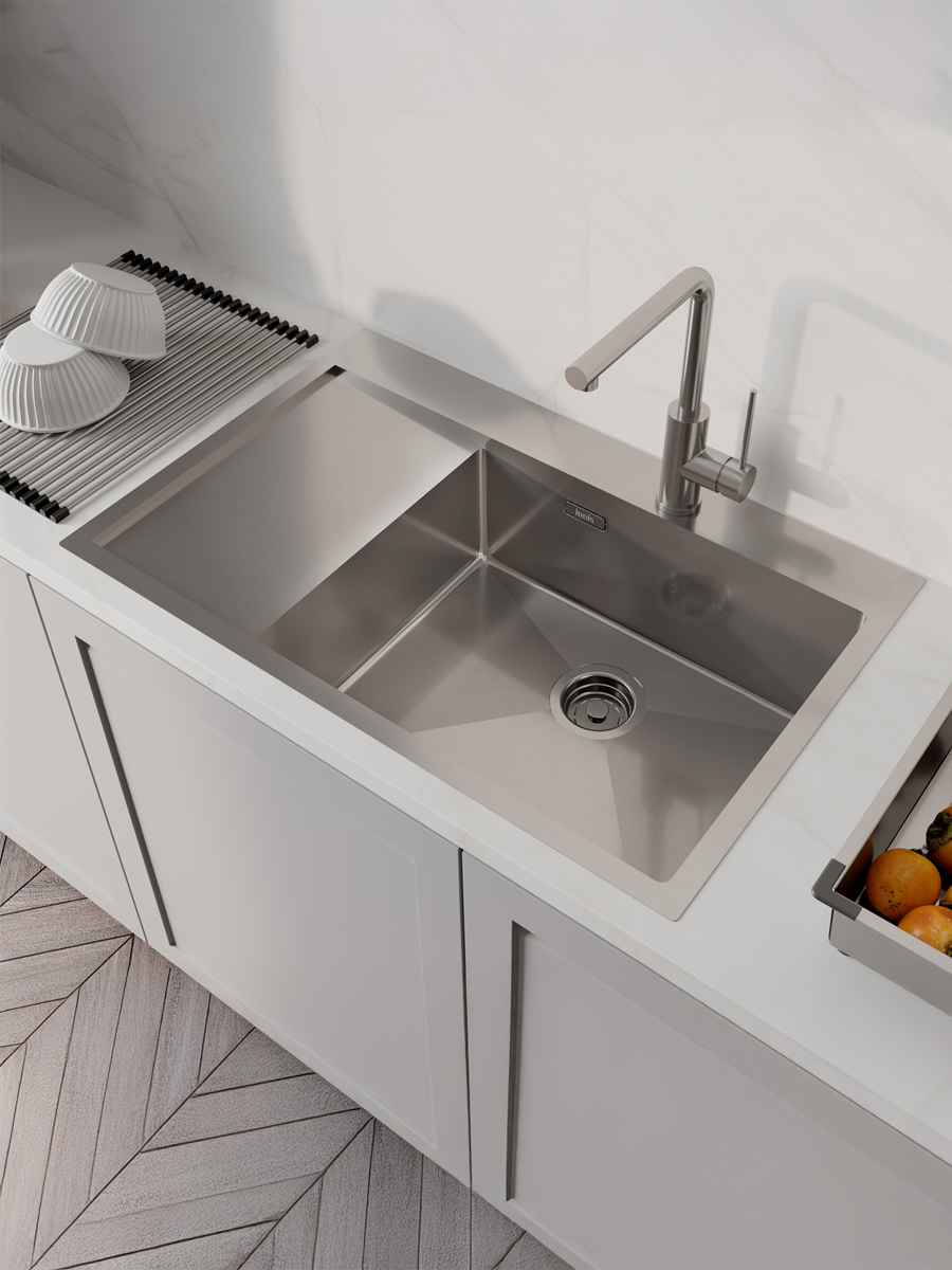 Фото товара на маркетплейсе ozon Мойка для кухни IDDIS, врезная, 51х78х20 см, нержавеющая сталь, крыло слева, матовая, Хейз (Haze), HAZ78SRi77