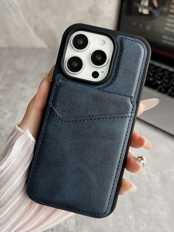智能手机壳 用于 Apple iPhone 14 Pro, 人造皮革, 蓝色