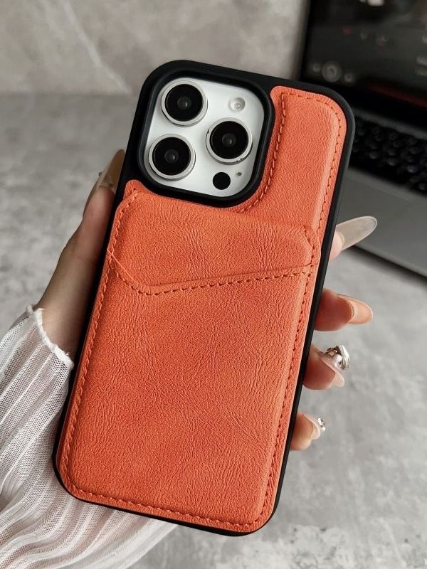 智能手机壳 用于 Apple iPhone 14 Pro, 人造皮革, 橙色