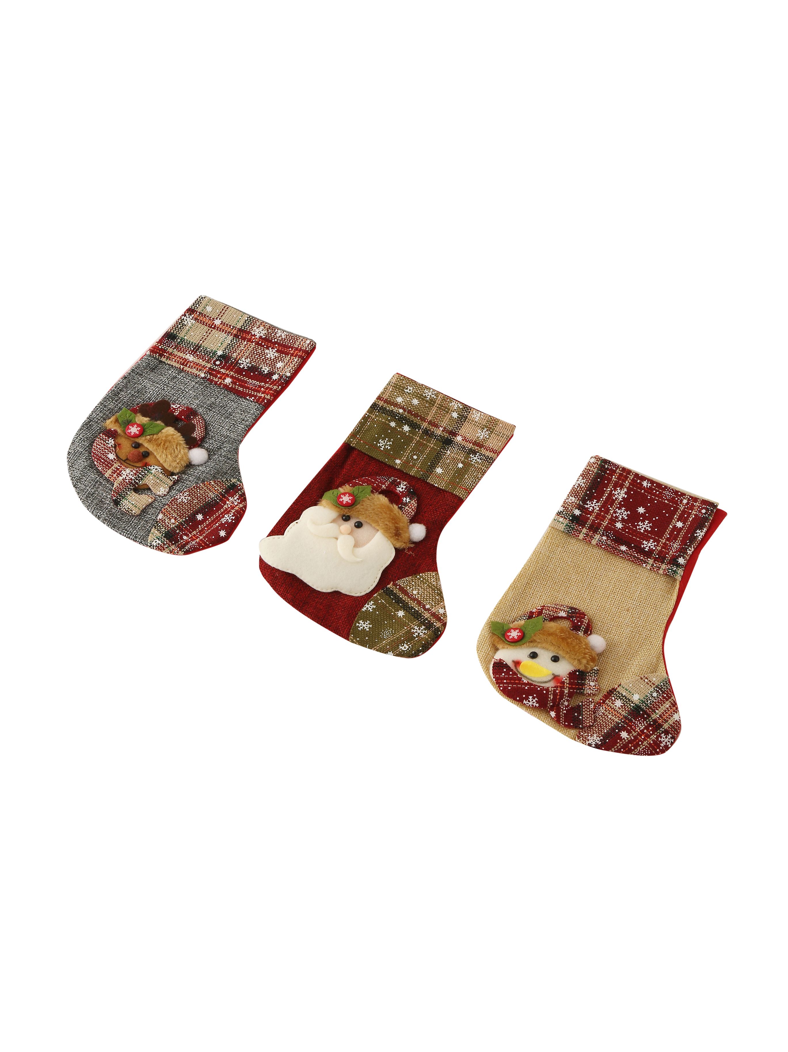Новогодние носки Снеговик+Санта-Клаус+Олень в уп/ 3 штук 21*15CM Китай
