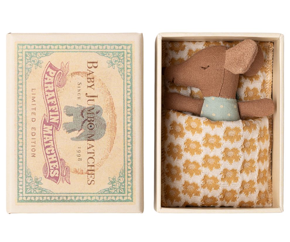 Мышка Maileg Sleepy wakey baby mouse in matchbox