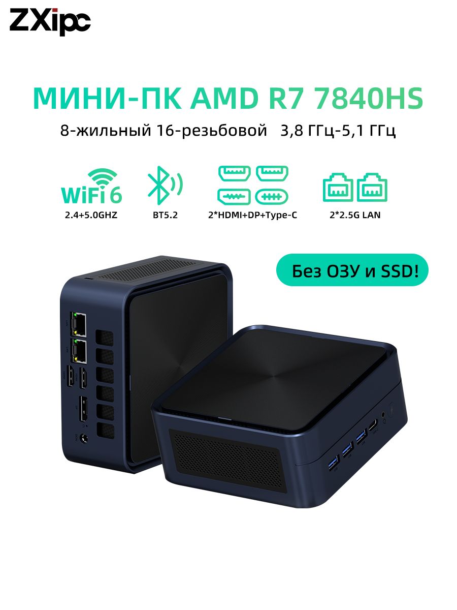 Характеристики ZXipc Мини-ПК ZHR (AMD Ryzen 7 7840HS, RAM Отсутствует ...