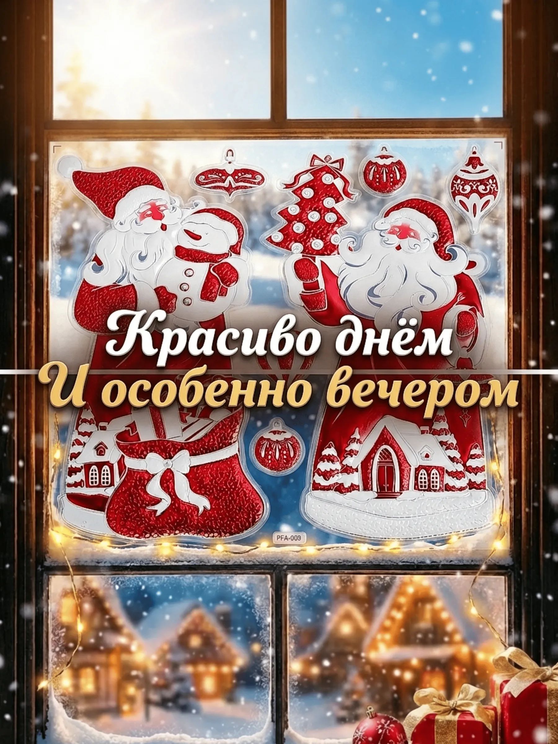 Новогодние наклейки Санта-Клаус Красный 37x31CM ТИП №1 Китай