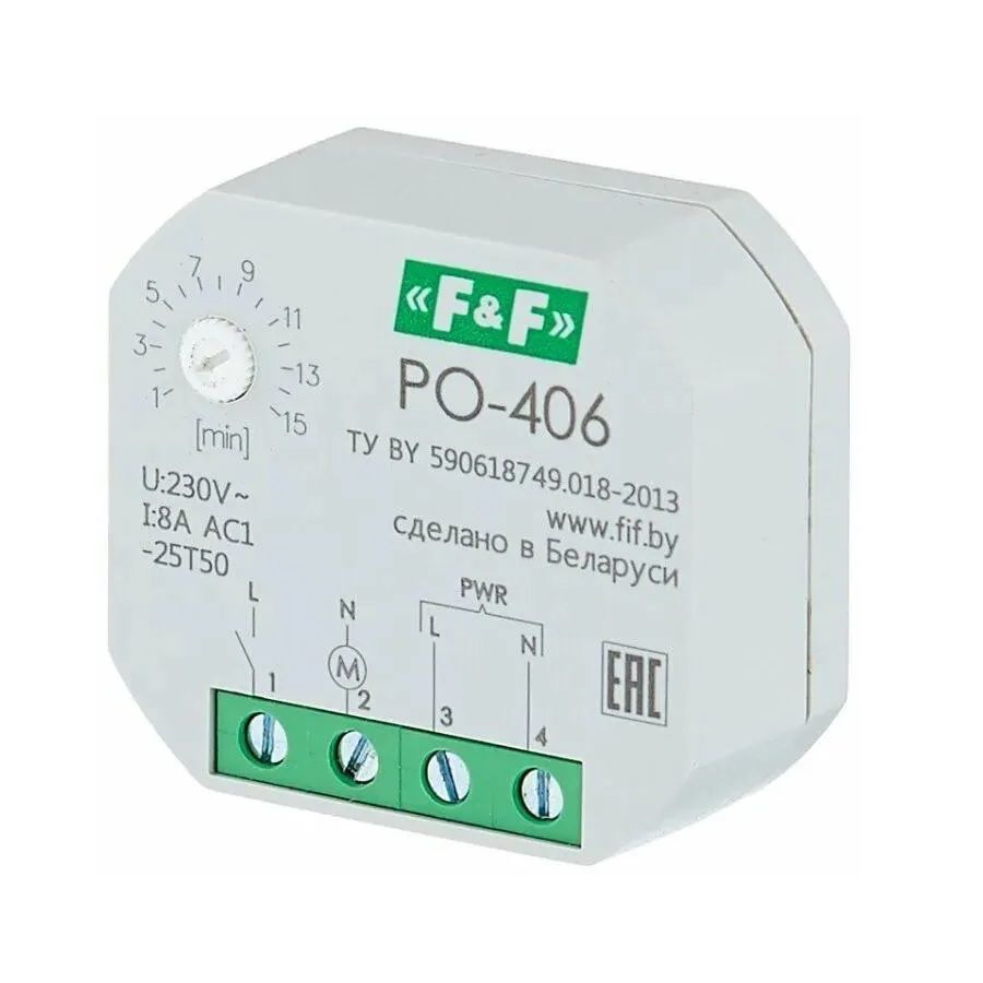 Реле времени для санузлов PO-406, 230В, 8А, Евроавтоматика F&F