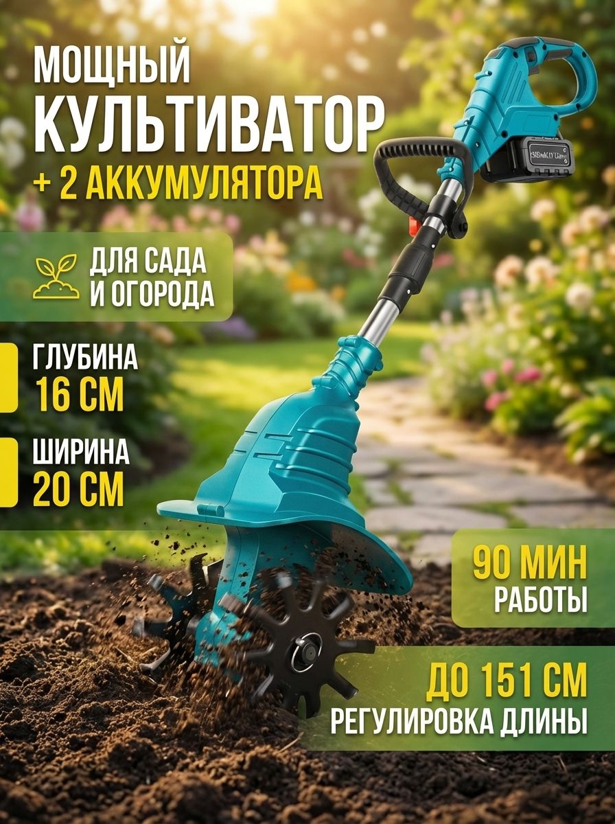 Культиватораккумуляторныйэлектрическийсадовыйручнойдлядачи