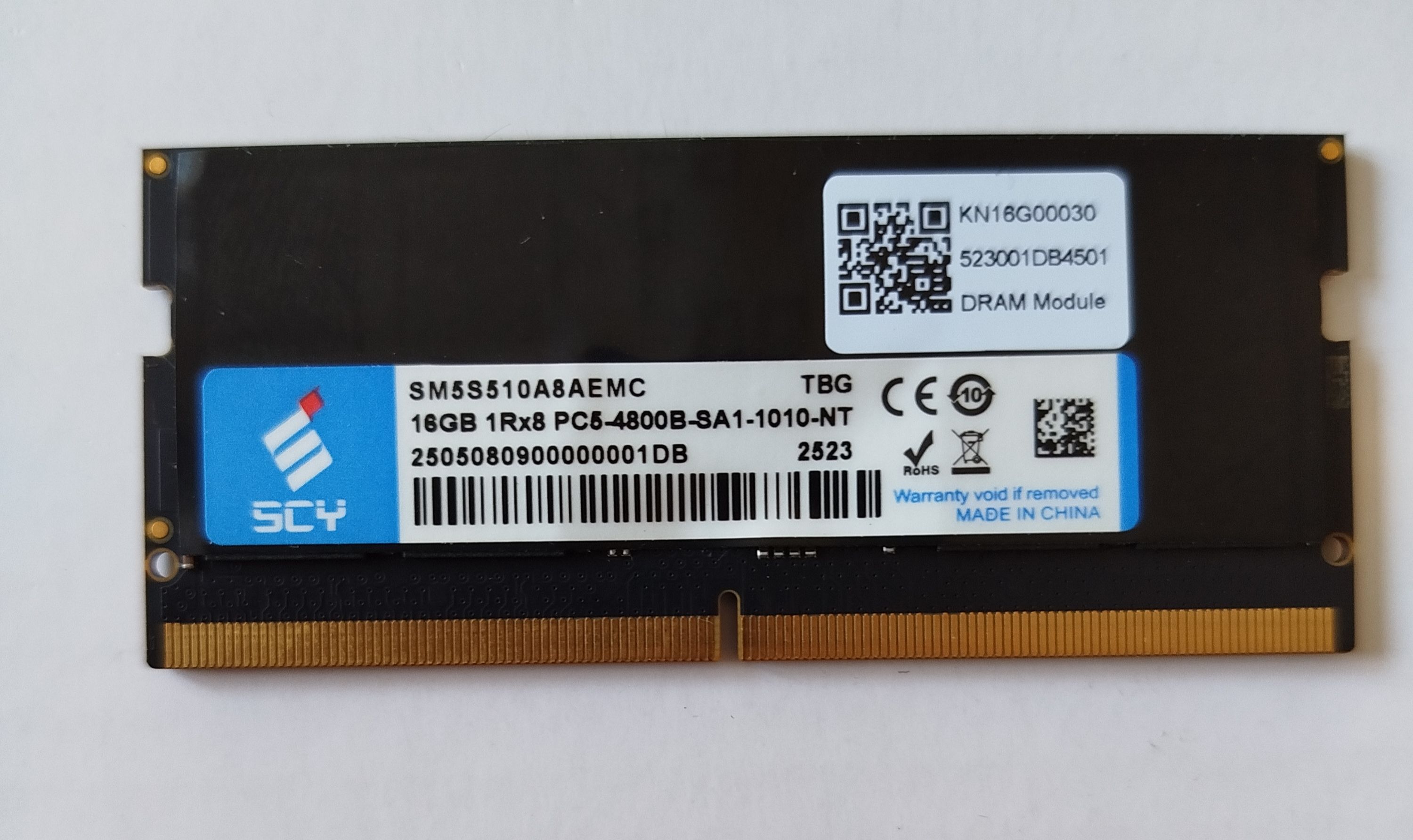 ОперативнаяпамятьМодульоперативнойпамятиSODIMMDDR5SCYSM5S510A8AEMC16Гб4800MHz1x16ГБ(SM5S510A8AEMC)