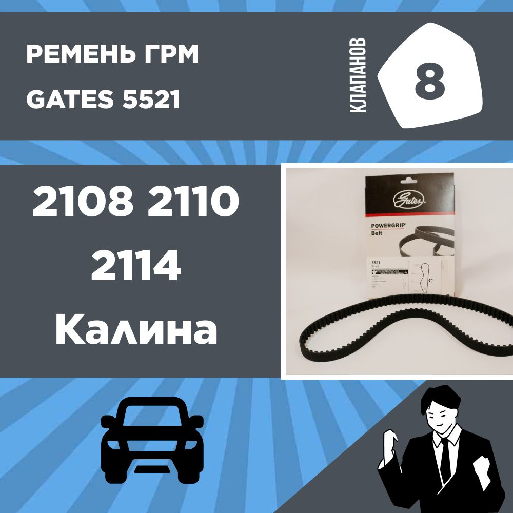 Ремень грм Ваз 2108 2110 2114 Калина, Gates 5521 - арт. 5521 - купить по  выгодной цене в интернет-магазине OZON (1144331196)