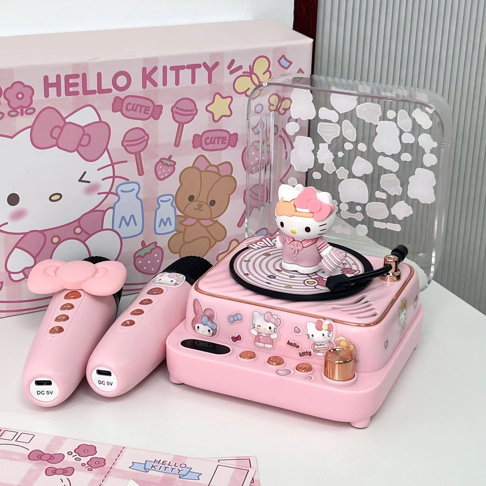 колонка с микрофоном караоке Hello Kitty/CD блютуз колонка/Упаковка ...