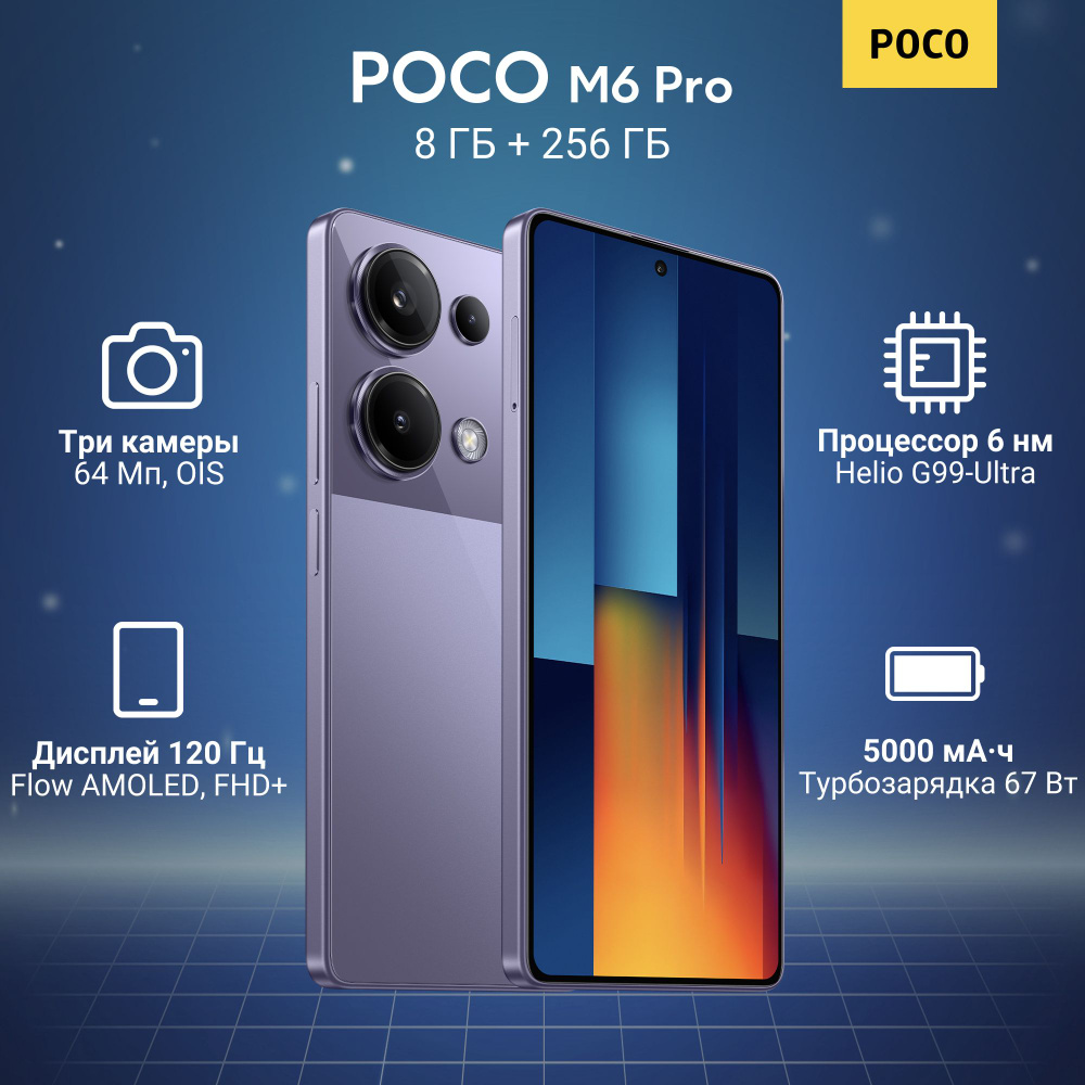 Смартфон Poco POCO M6 Pro - купить по выгодной цене в интернет-магазине  OZON (1383419321)