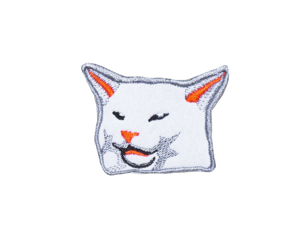 Шеврон / нашивка (патч на липучке) Strike "Недовольный кот, мем", белый  #1