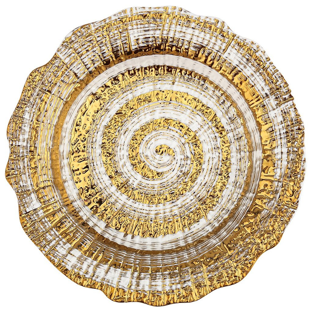 Набор тарелок "Золото" из 2 шт. Тарелка глубокая суповая, д225мм h40мм, 520мл, рельефный декор, с золотом, #1