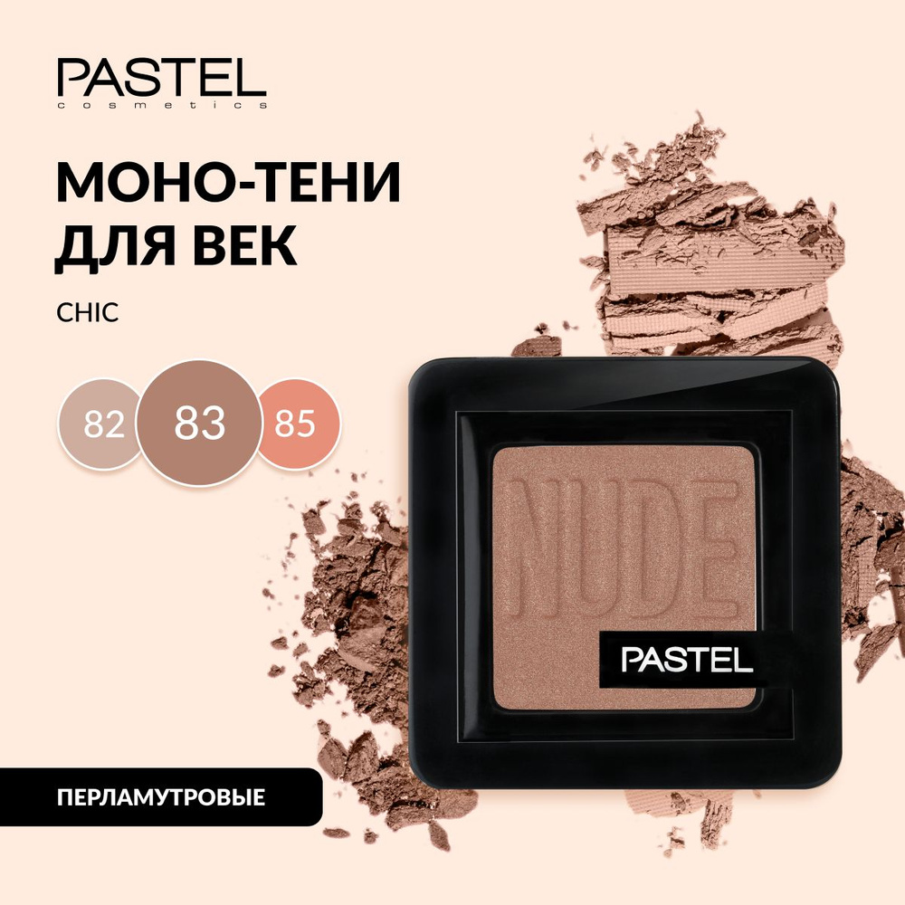 Тени для век Pastel "NUDE SINGLE EYESHADOW", стойкие, матовые, запеченные, Тон 83, цвет "Светлый серо-красный" #1