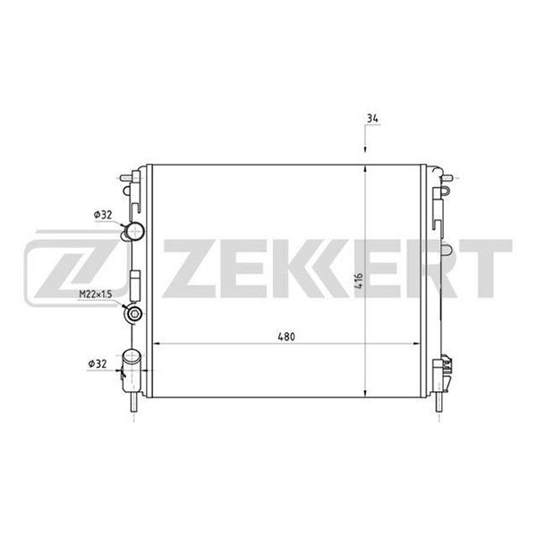 Радиатор ZEKKERT MK1042 для а/м RENAULT Clio II 98-, Kangoo 97-, Logan ...