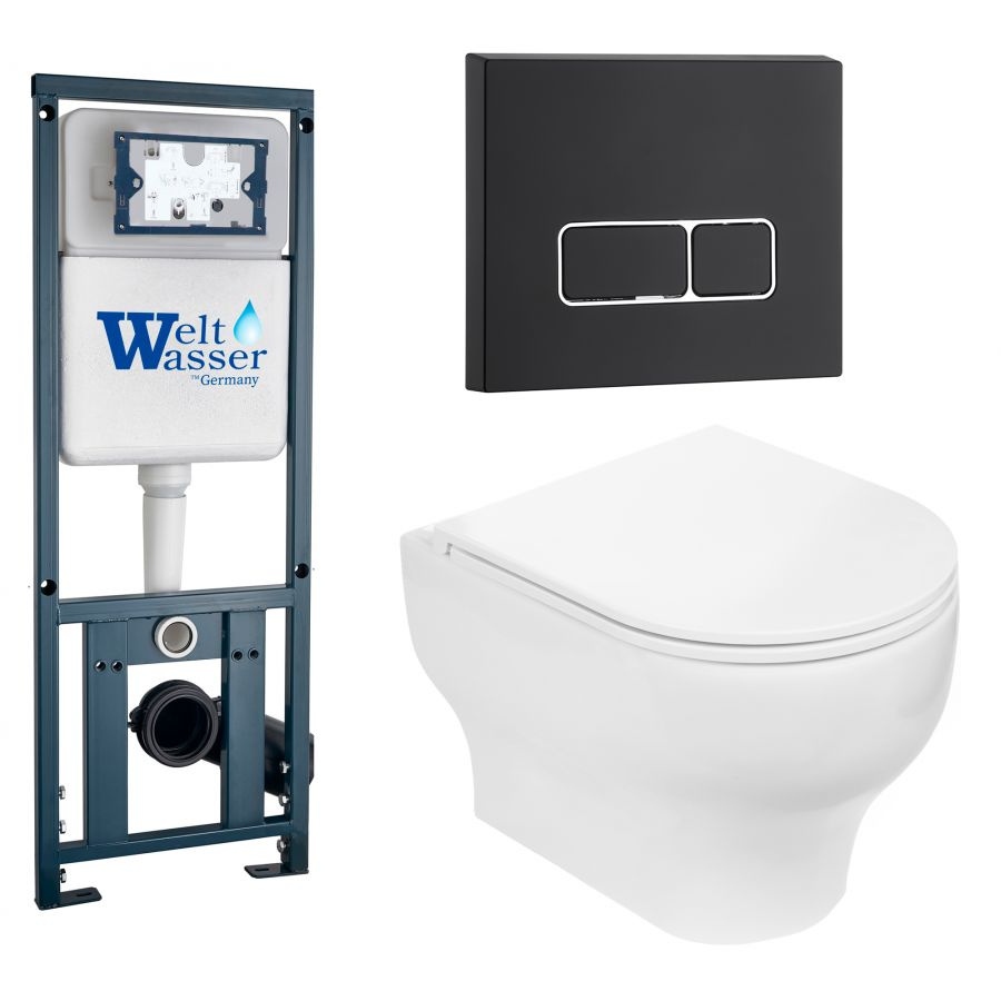 Комплект Weltwasser 10000010377 подвесной унитаз Erlenbach 004 GL-WT + инсталляция Marberg 410 + кнопка #1