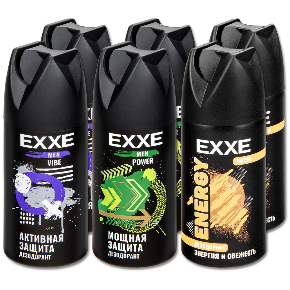 Дезодорант мужской спрей EXXE MEN Vibe, Power и Energy, 150 мл, 6 шт ...