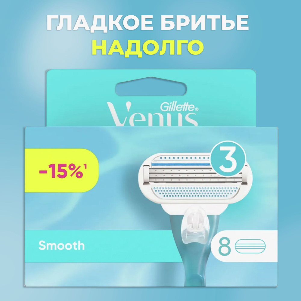Cменные кассеты для женского бритвенного станка Gillette Venus Extra Smooth , 5 лезвий, 8 шт  #1