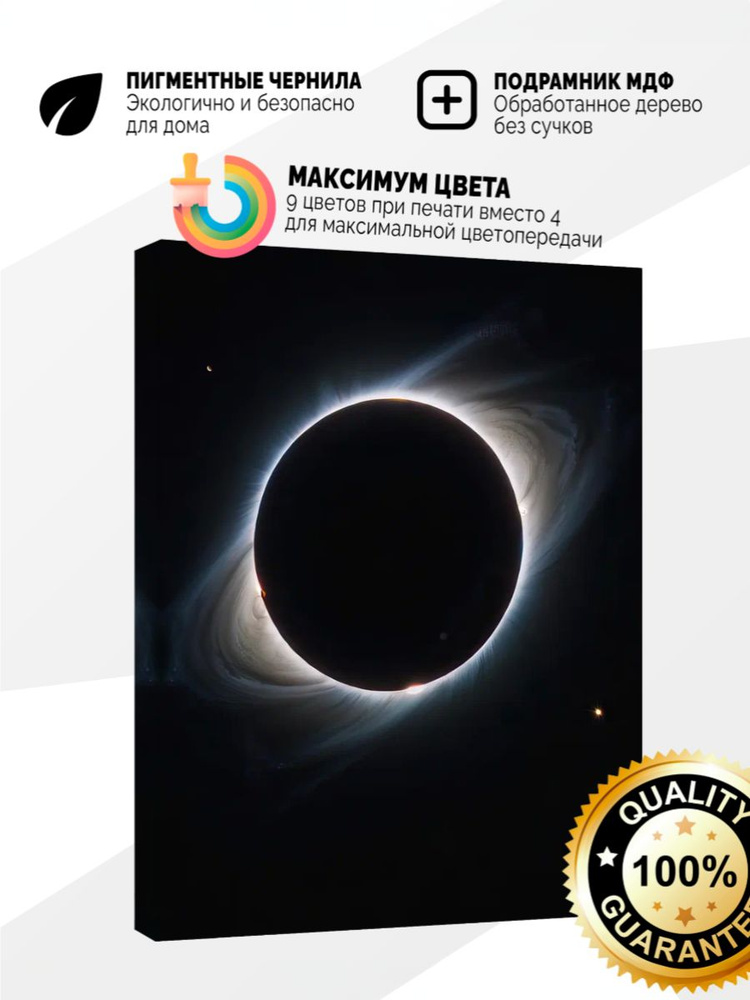 Картина на холсте 20x30 Космическое затмение #1