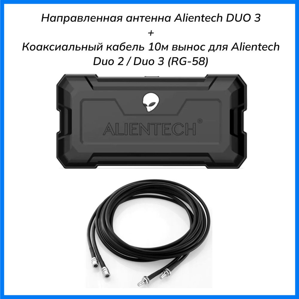 Направленная антенна Alientech DUO 3 + коаксиальный кабель 2шт по 10м вынос  для Alientech Duo 2 / Duo 3 (RG-58)