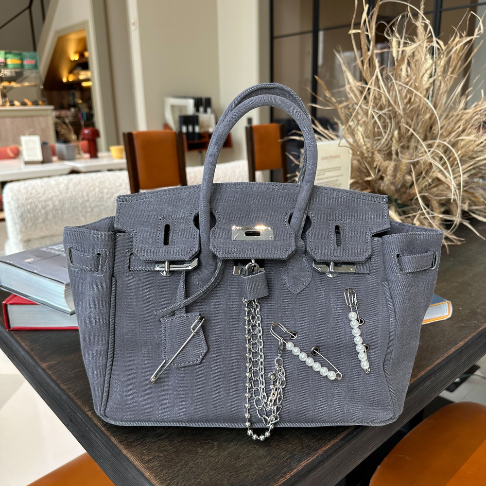 джинсовая сумка в стиле hermes birkin