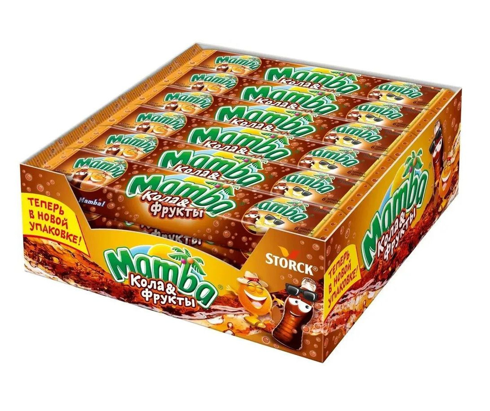 Жевательные конфеты Mamba Кола и фрукты, 24 шт по 79,5 г #1
