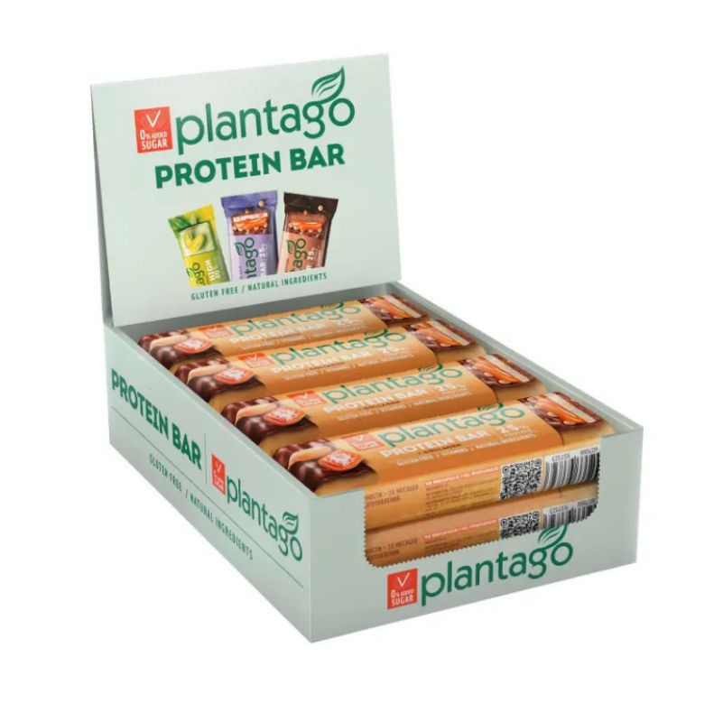 Протеиновые батончики Plantago Protein Bar NUTS 12 шт*40 г, вкус: арахис-миндаль-соленая карамель  #1