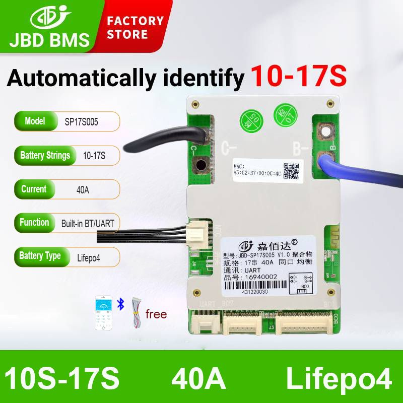 (Lifepo4 40A) JBD Smart BMS Lifepo4 40A 10S 11S 12S 13S 14S 15S 16S 17S 24V 36V 48V Встроенный Bluetooth #1
