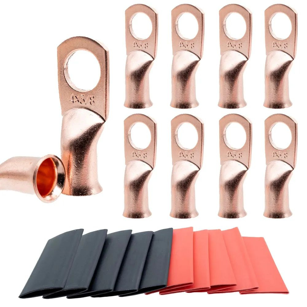 10шт. 8 AWG-5/16(M8) дюйма, кабельные наконечники для батарей калибра 0 ...