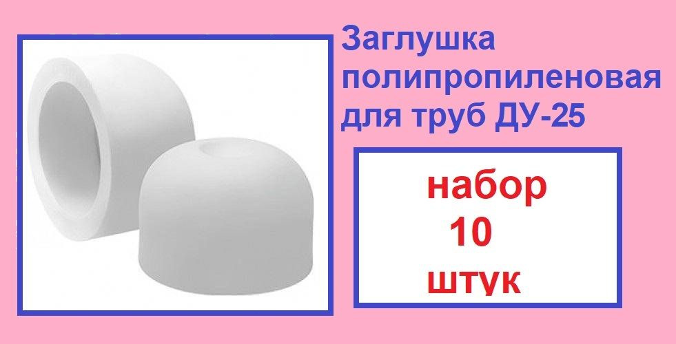Заглушка для труб полипропиленовая ДУ-25 белая . Набор 10 штук, 0677 ...