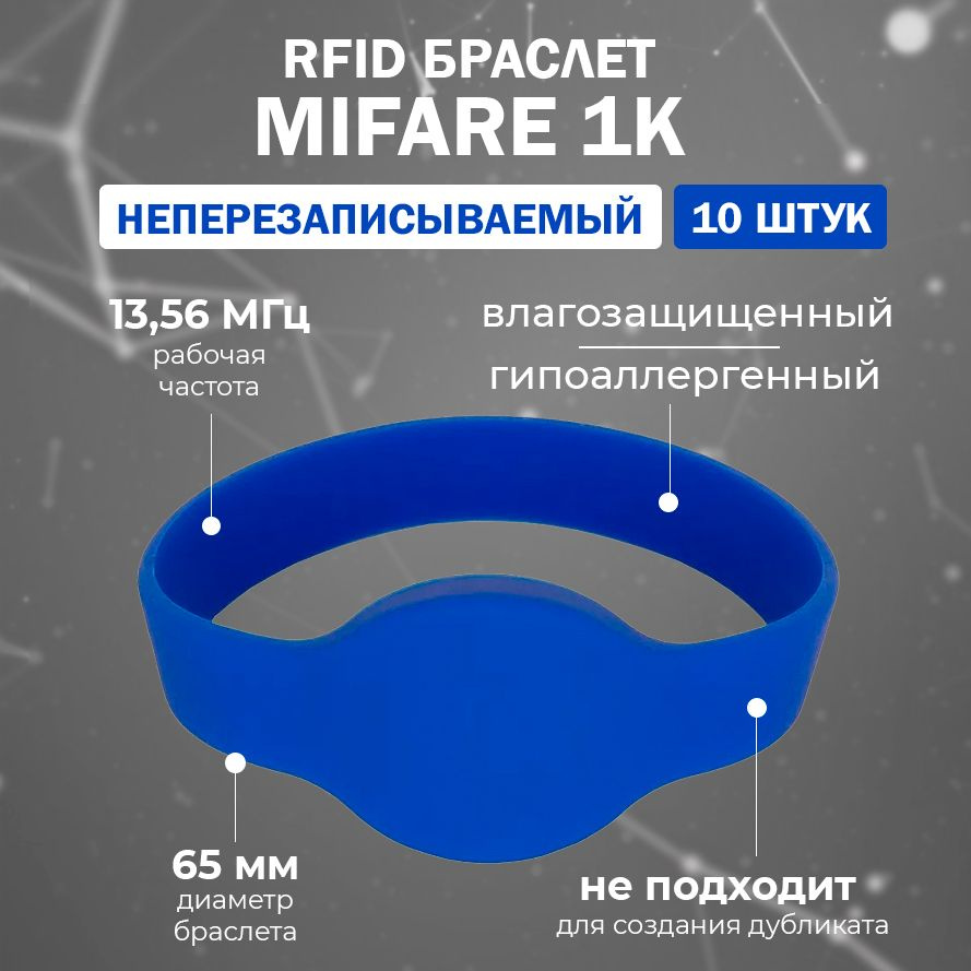 RFID браслет MIFARE "OVAL" СИНИЙ (НЕПЕРЕЗАПИСЫВАЕМЫЙ, не подходит для создания дубликата) 13.56 МГц / #1