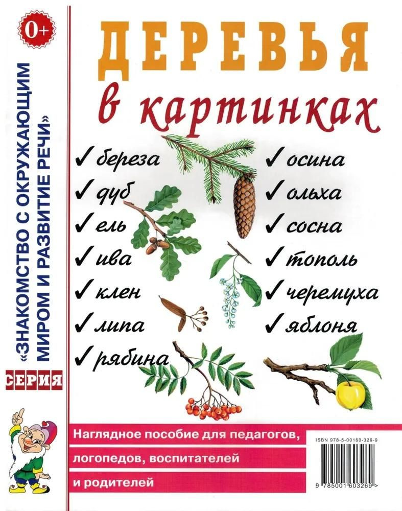 Набор обучающих карточек Гном и Д Знакомство с Окружающим Миром. Деревья в картинках. 2022 год  #1