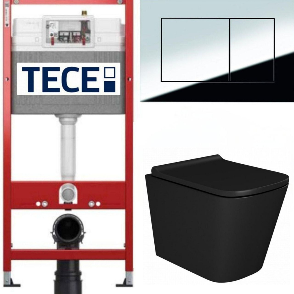 Инсталляция TECE base 9400412 с подвесным безободковым унитазом TEYMI HELMI S, ультратонкое сиденье микролифт, #1