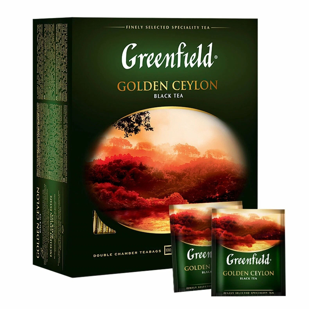 Чай Greenfield Golden Ceylon чёрный, 100 пакетиков - купить с доставкой ...