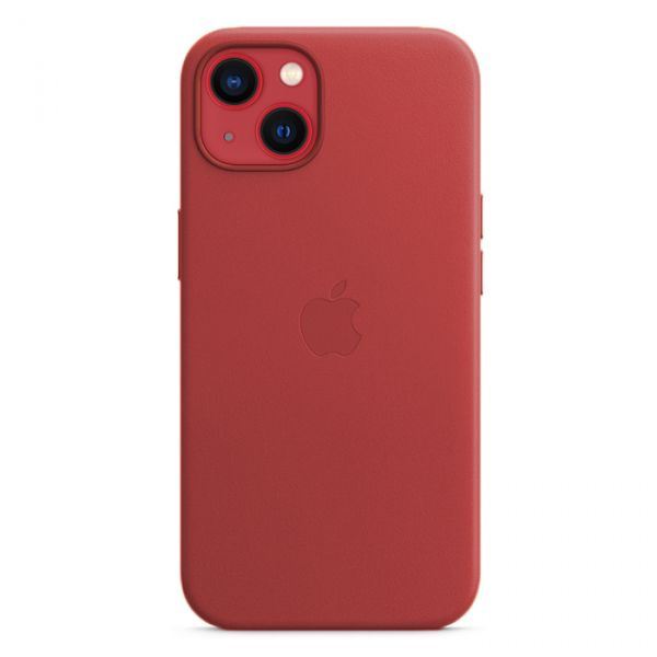 Панель-накладка Apple Leather Case with MagSafe Red для 15 Plus (с логотипом)  #1