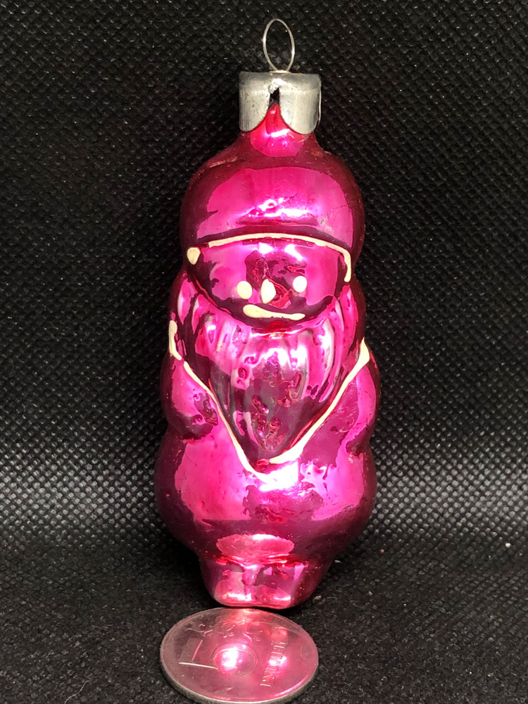 Елочная игрушка СССР Дед Мороз, роспись фосфорная - светится в темноте стекло # 53  #1