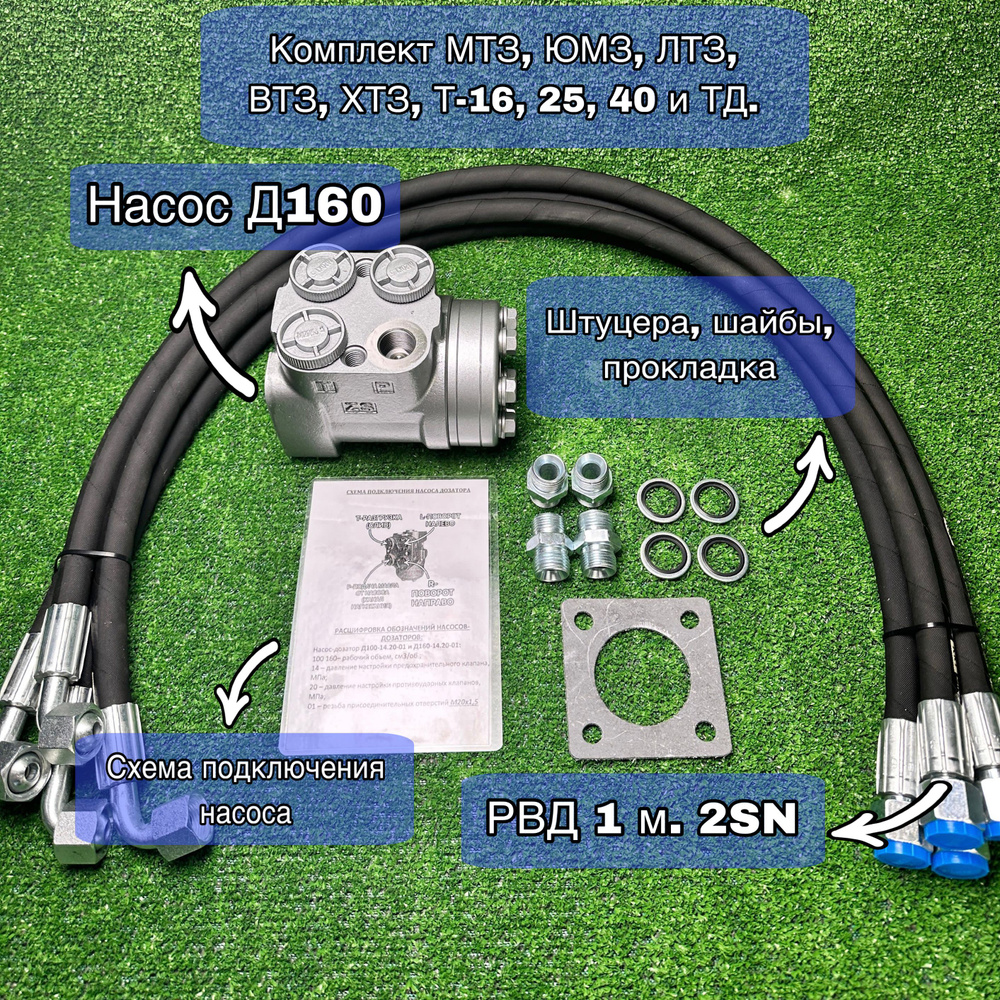 Насос-дозатор Д160 и Рукав РВД 1 м. 2SN DN10 (4 шт.) МТЗ, ЮМЗ, МТЗ-80, МТЗ- 82, ЛТЗ, ВТЗ, Т-16 25 40 и т.д. - купить с доставкой по выгодным ценам в  интернет-магазине OZON (871641569)