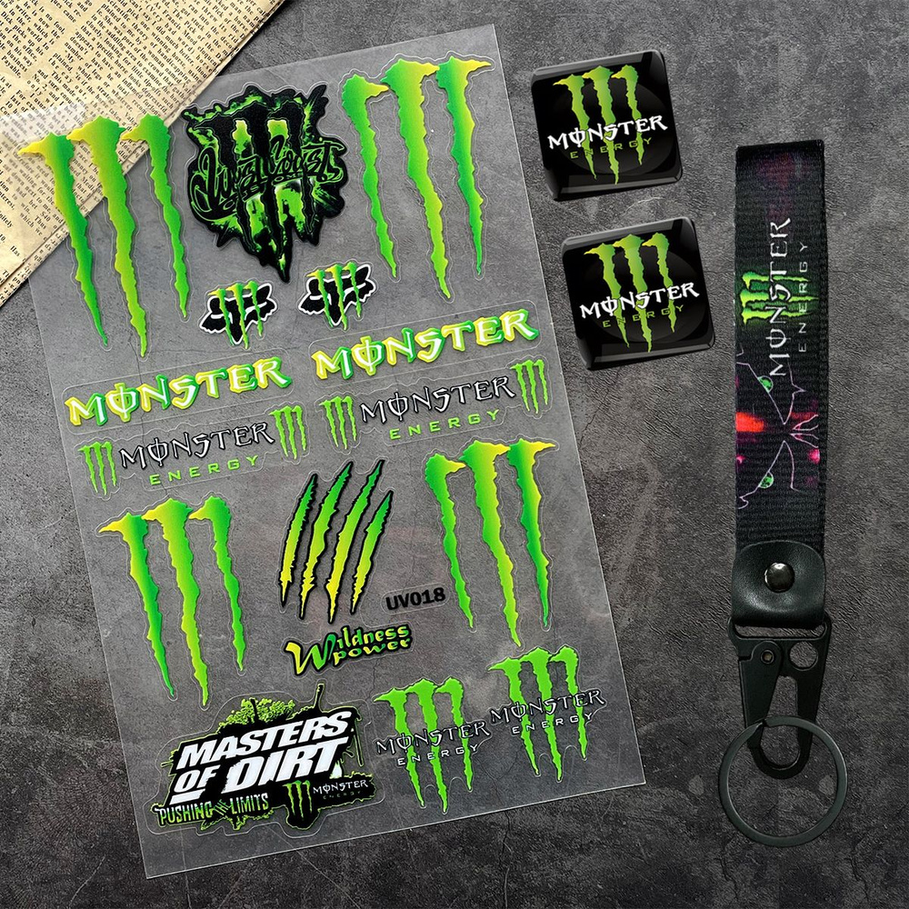 3D УФ-наклейка Monster Energy Наклейка на корпус мотоциклетного шлема  #1